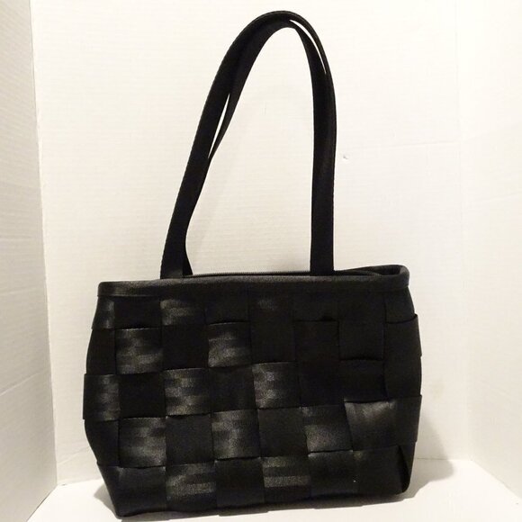 HARVEY'S The Original Seatbelt Black Tote Bag 10"x12" Two Handles Large - Picture 1 of 7